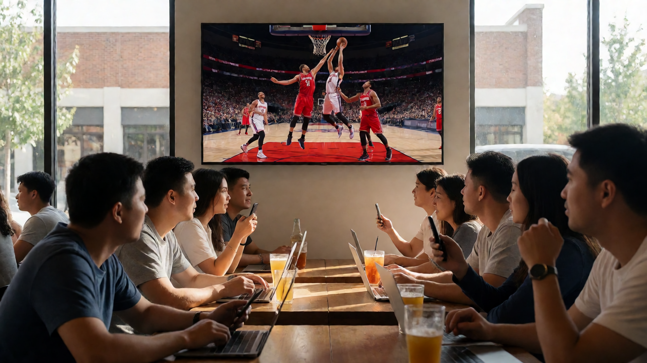 乐竟平台篮球赛事直播画面，展示NBA比赛中的精彩对抗瞬间